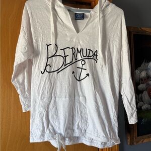 White Bermuda Hoodie with Anchor Design